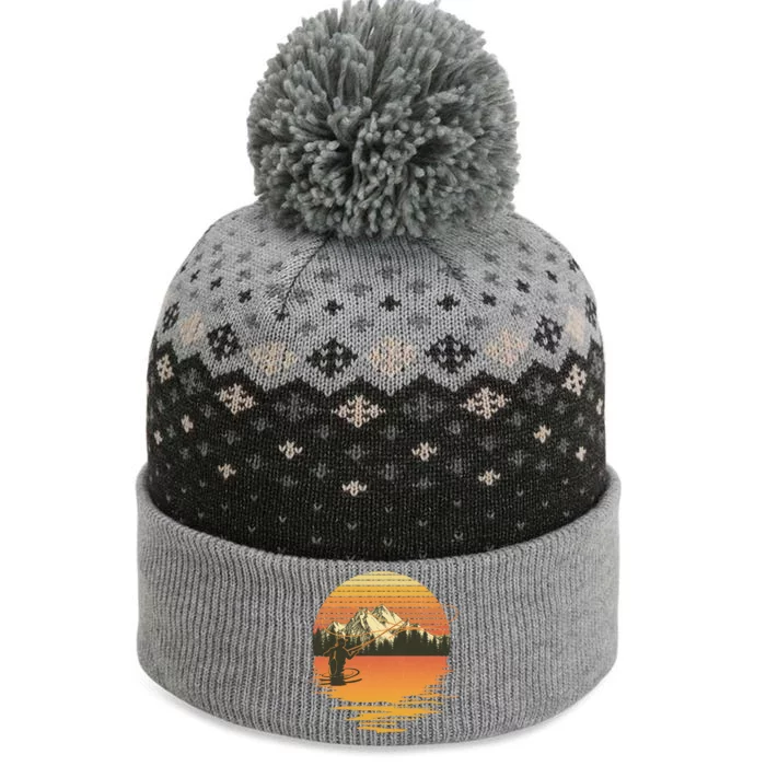 Retro Sunset Sunrise Fly Fisherman The Baniff Cuffed Pom Beanie