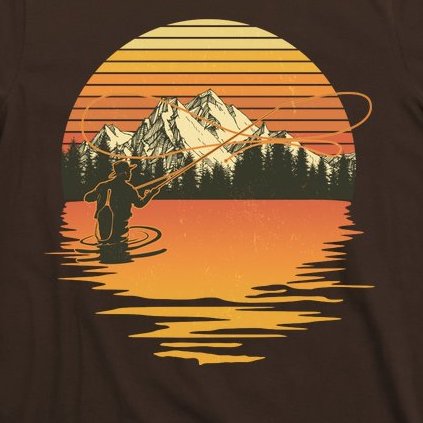 Retro Sunset Sunrise Fly Fisherman T-Shirt