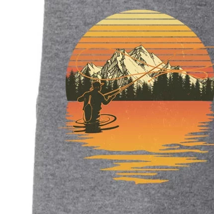 Retro Sunset Sunrise Fly Fisherman Doggie 3-End Fleece Hoodie