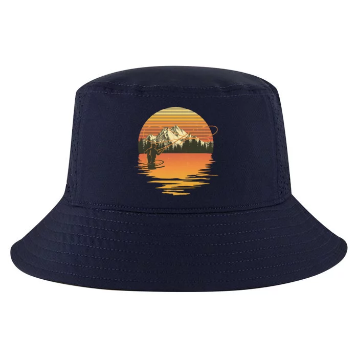 Retro Sunset Sunrise Fly Fisherman Cool Comfort Performance Bucket Hat