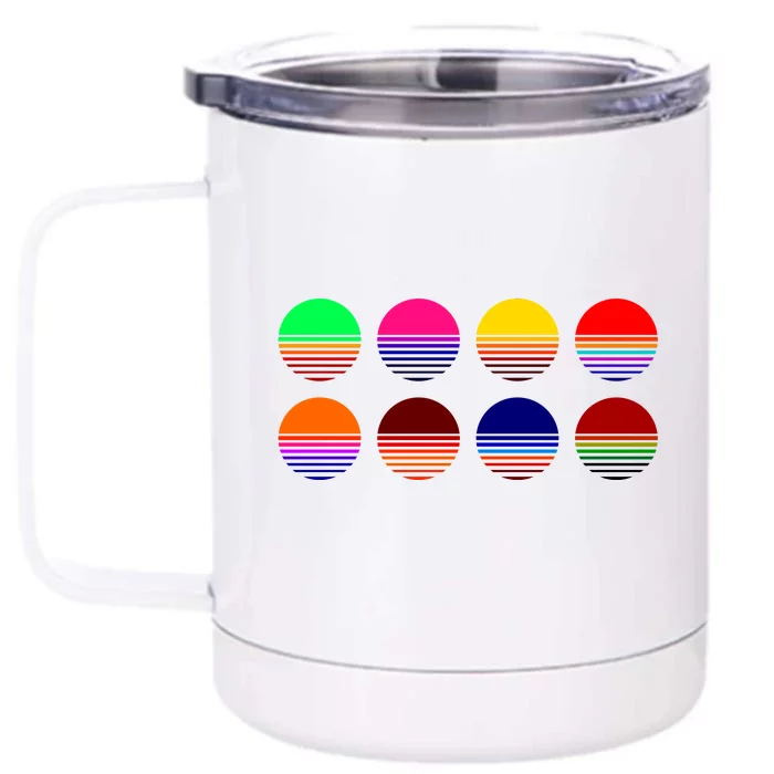 Retro Sunsets Front & Back 12oz Stainless Steel Tumbler Cup