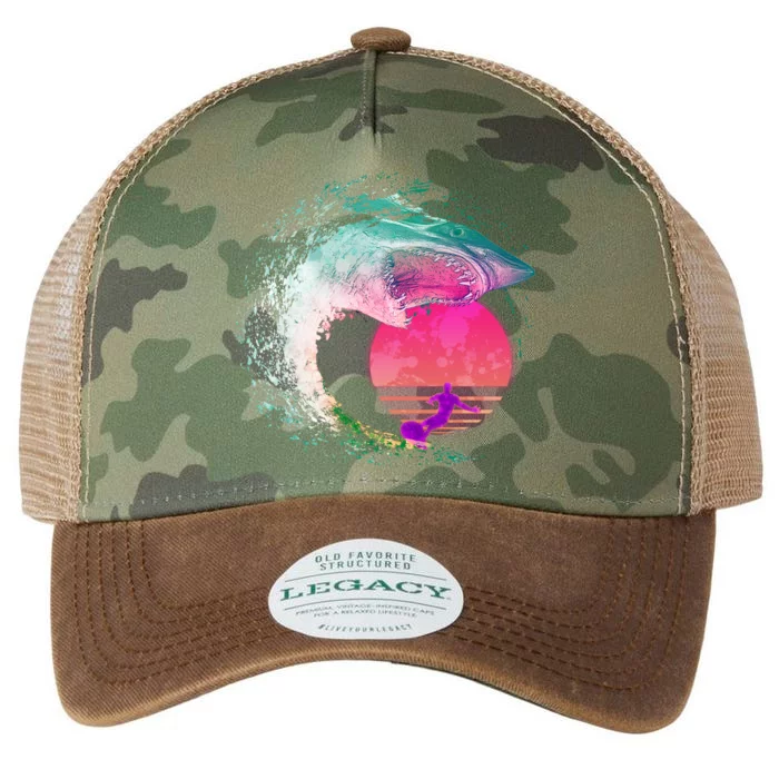 Retro Surfer Shark Wave Legacy Tie Dye Trucker Hat