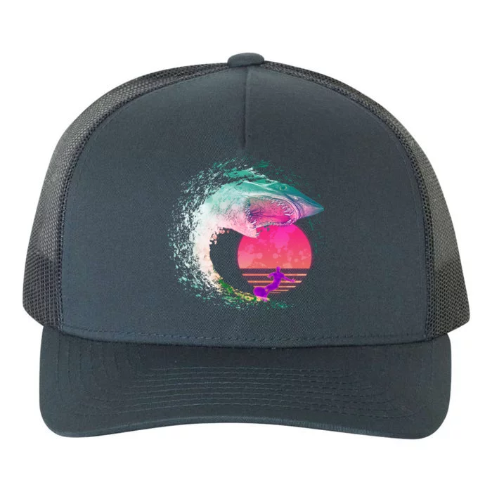 Retro Surfer Shark Wave Yupoong Adult 5-Panel Trucker Hat