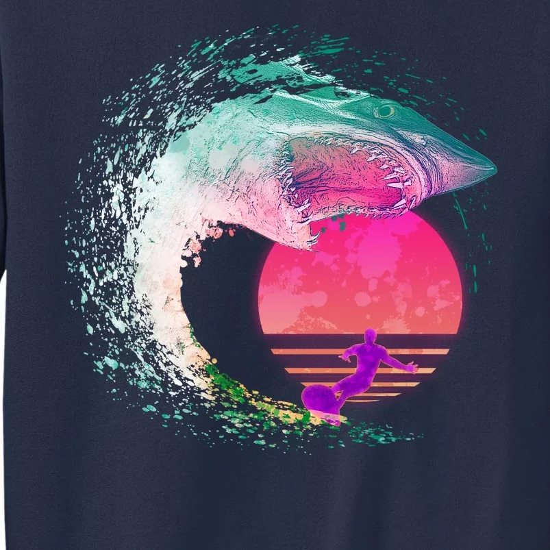 Retro Surfer Shark Wave Sweatshirt