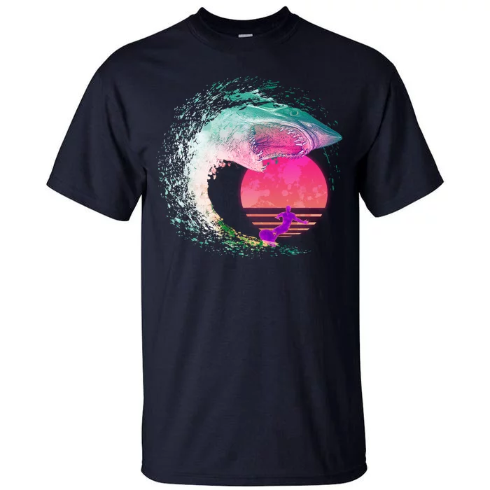 Retro Surfer Shark Wave Tall T-Shirt