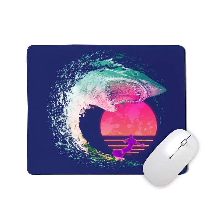 Retro Surfer Shark Wave Mousepad