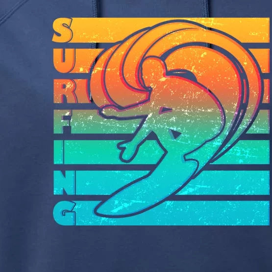 Retro Surfing Performance Fleece Hoodie