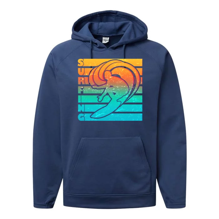 Retro Surfing Performance Fleece Hoodie