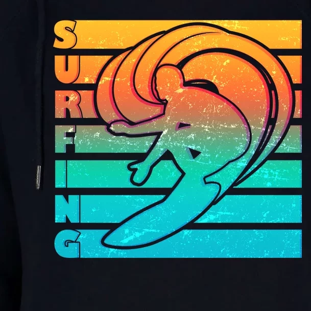 Retro Surfing Womens Funnel Neck Pullover Hood