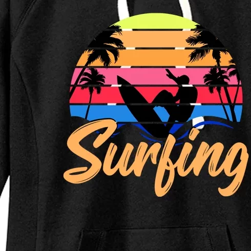 Retro Surfing Logo Women's Fleece Hoodie