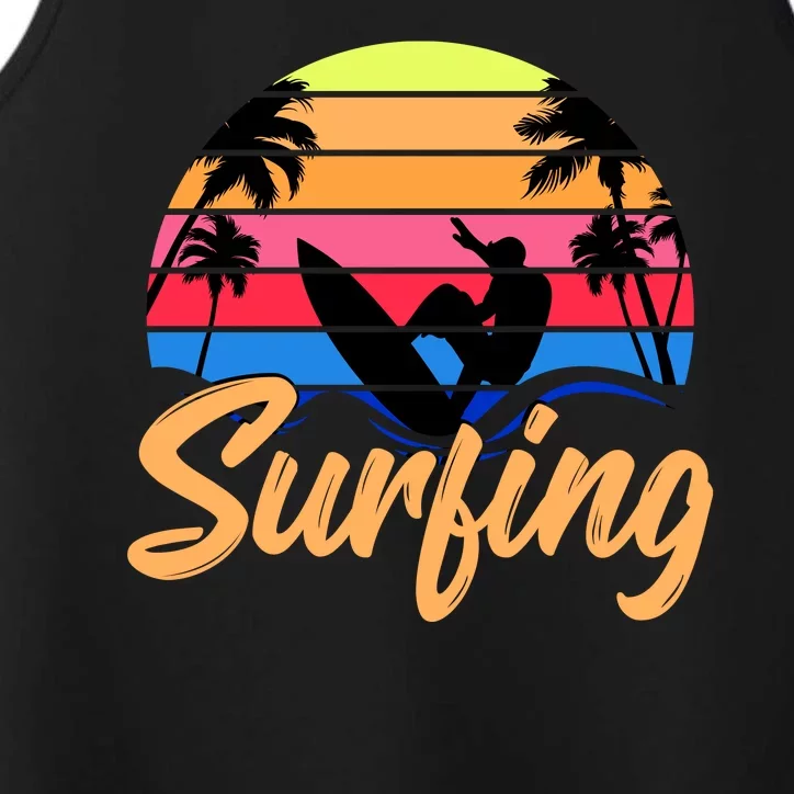 Retro Surfing Logo Performance Tank