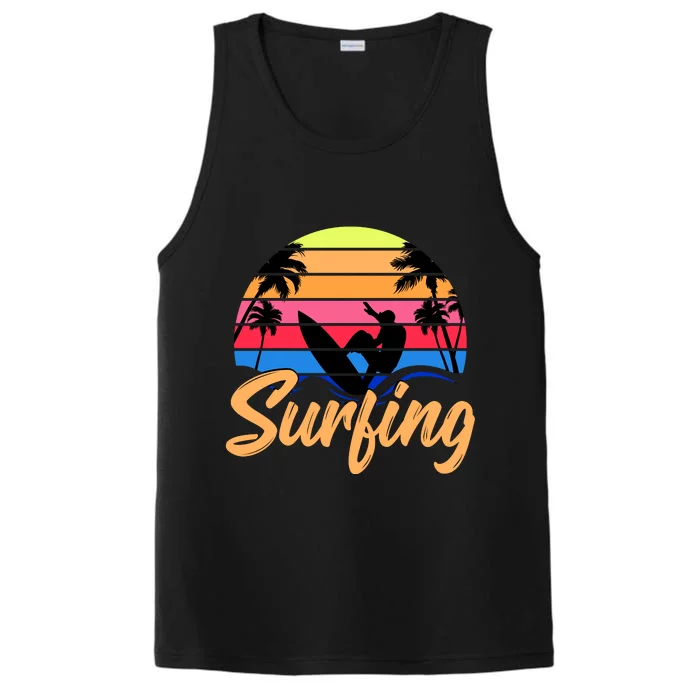 Retro Surfing Logo Performance Tank