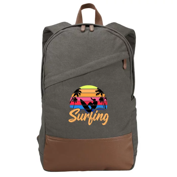 Retro Surfing Logo Cotton Canvas Backpack