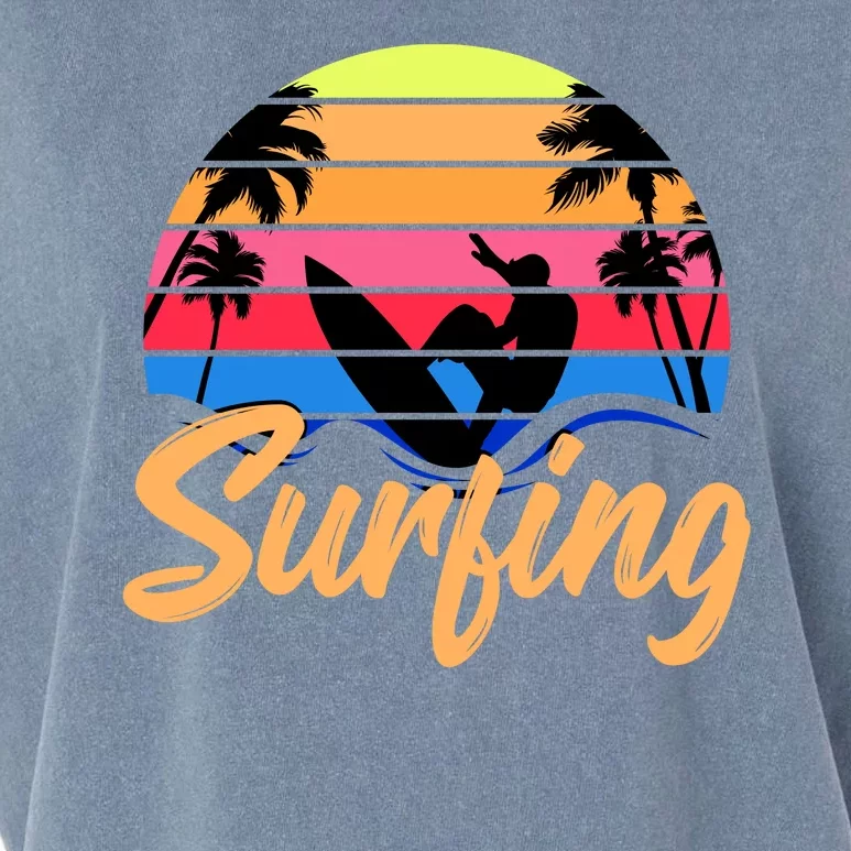 Retro Surfing Logo Garment-Dyed Women's Muscle Tee