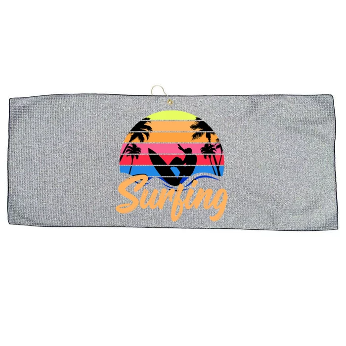 Retro Surfing Logo Large Microfiber Waffle Golf Towel