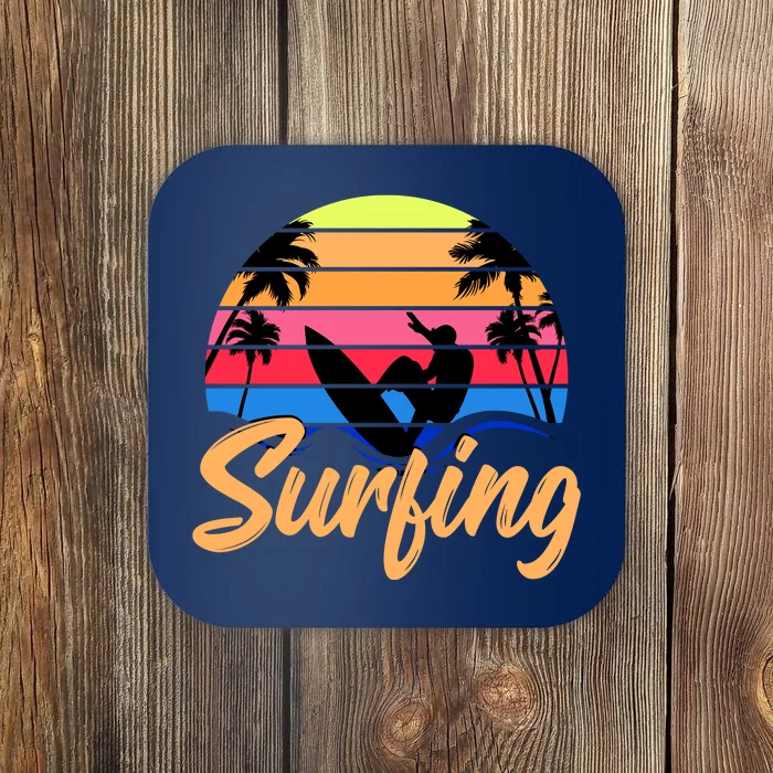 Retro Surfing Logo Coaster