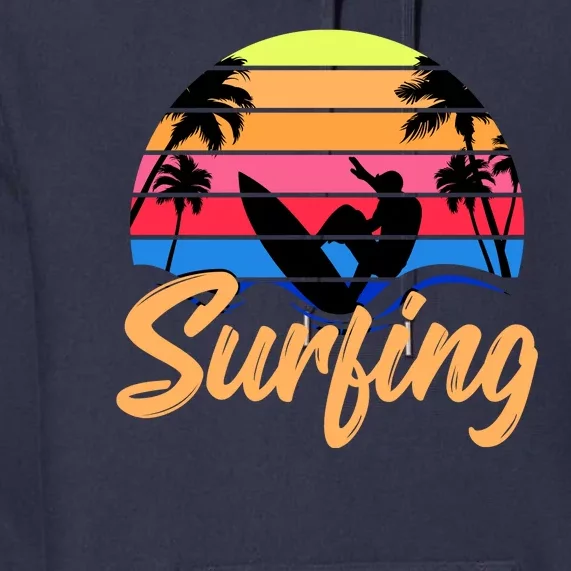 Retro Surfing Logo Premium Hoodie