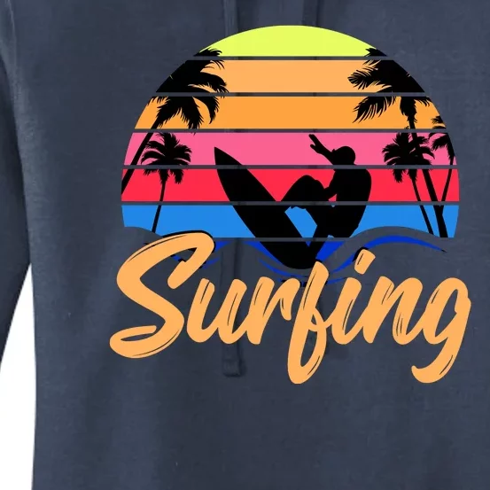 Retro Surfing Logo Women's Pullover Hoodie