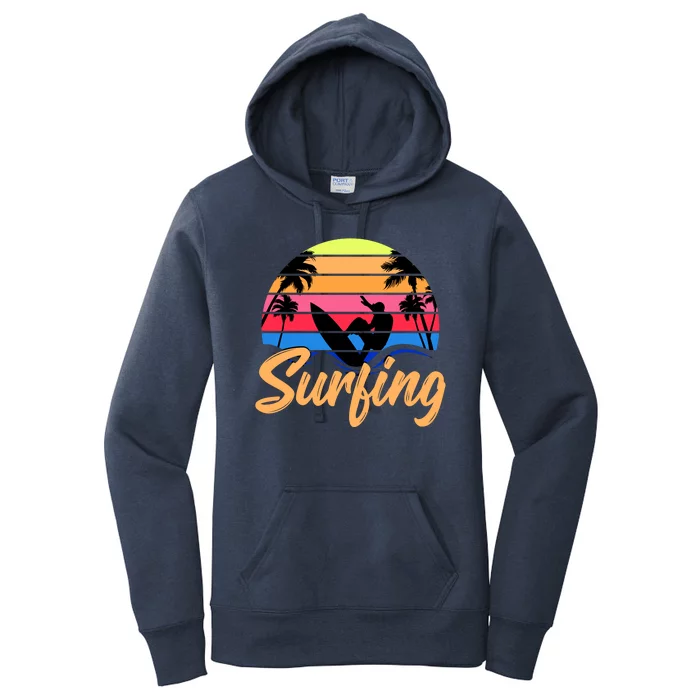 Retro Surfing Logo Women's Pullover Hoodie