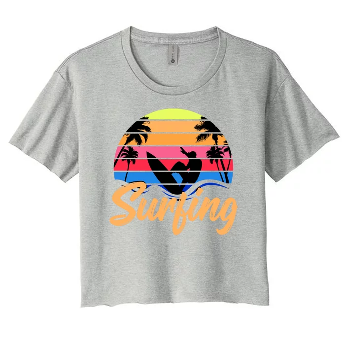 Retro Surfing Logo Women's Crop Top Tee