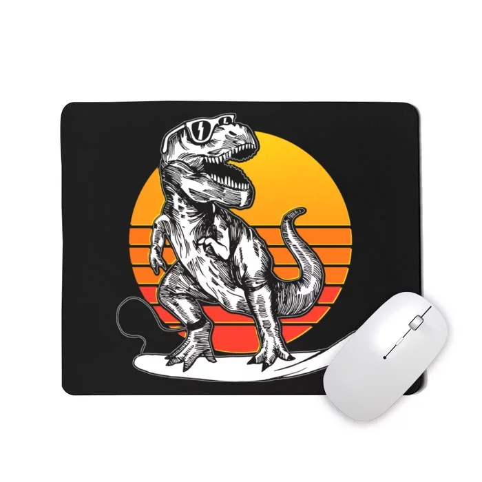 Retro Surfing T-Rex Mousepad