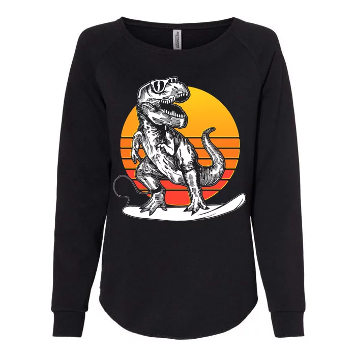 Retro Surfing T-Rex Womens California Wash Sweatshirt