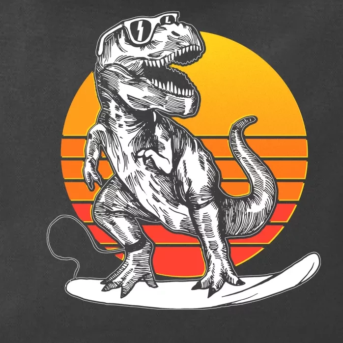 Retro Surfing T-Rex Zip Tote Bag