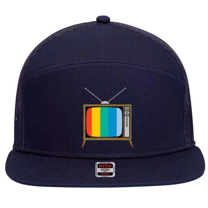 Retro T.V. Color Screen 7 Panel Mesh Trucker Snapback Hat