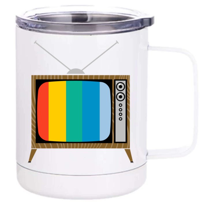 Retro T.V. Color Screen Front & Back 12oz Stainless Steel Tumbler Cup