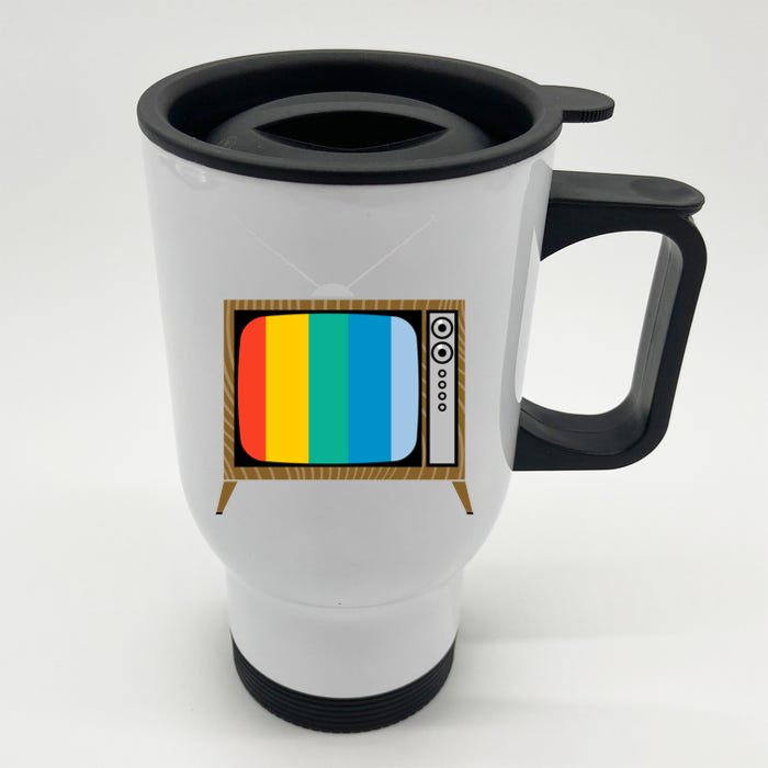 Retro T.V. Color Screen Front & Back Stainless Steel Travel Mug