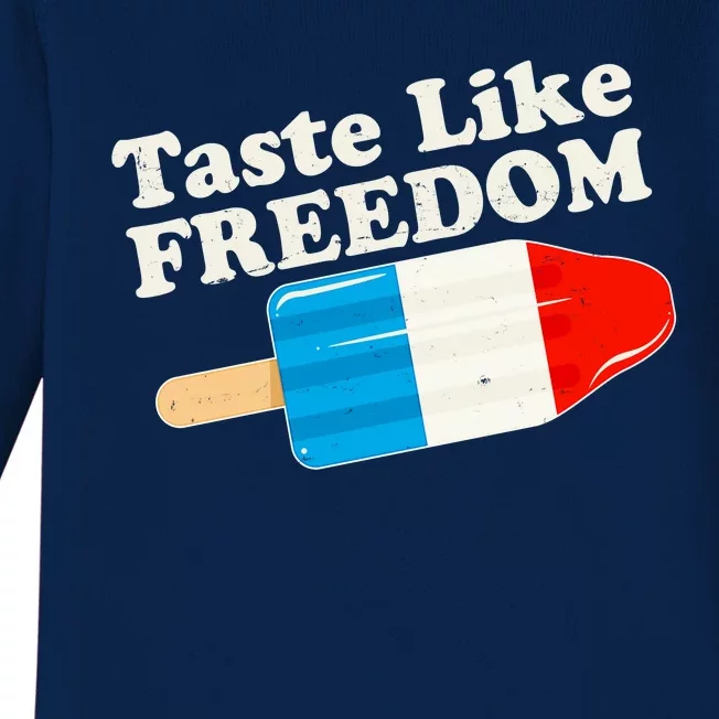 Retro Taste Like Freedom USA American Popsicle Baby Long Sleeve Bodysuit