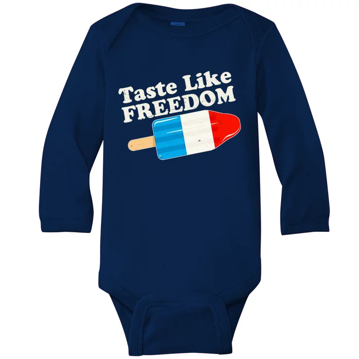 Retro Taste Like Freedom USA American Popsicle Baby Long Sleeve Bodysuit