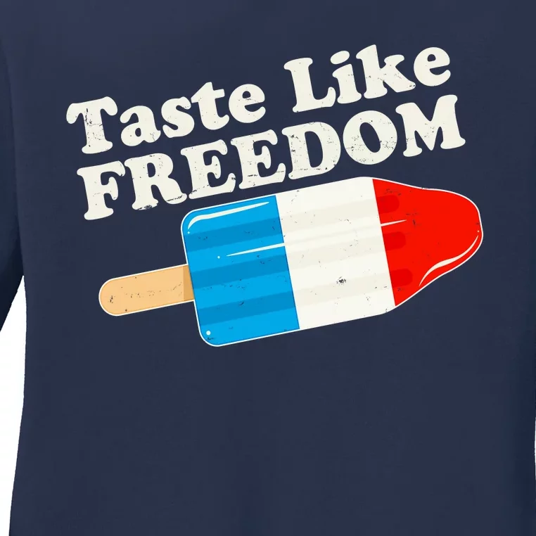 Retro Taste Like Freedom USA American Popsicle Ladies Long Sleeve Shirt