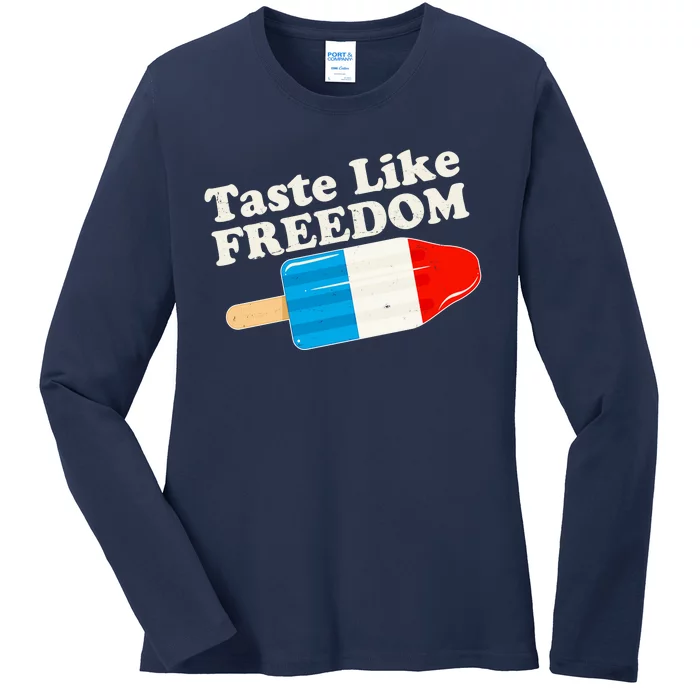 Retro Taste Like Freedom USA American Popsicle Ladies Long Sleeve Shirt