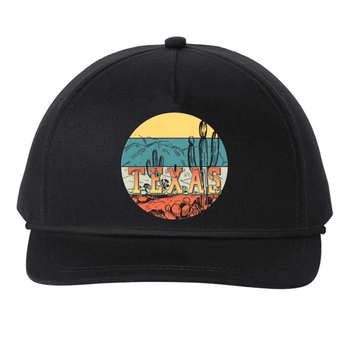 Retro Texas Desert Emblem Snapback Five-Panel Rope Hat