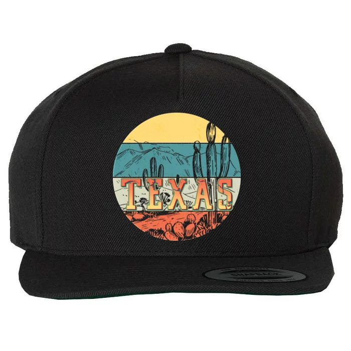 Retro Texas Desert Emblem Wool Snapback Cap