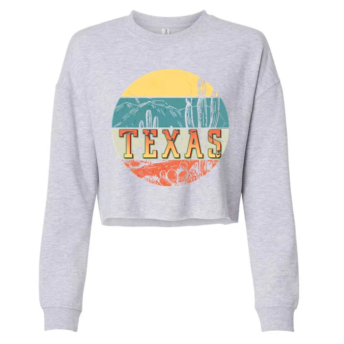 Retro Texas Desert Emblem Cropped Pullover Crew