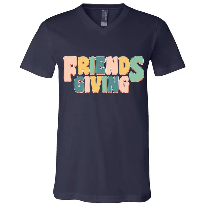 Retro Thanksgiving Friendsgiving V-Neck T-Shirt