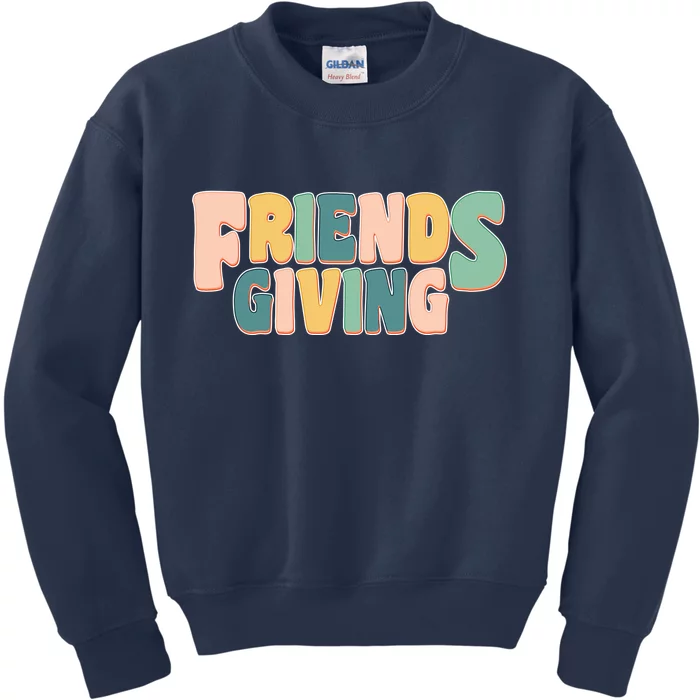 Retro Thanksgiving Friendsgiving Kids Sweatshirt