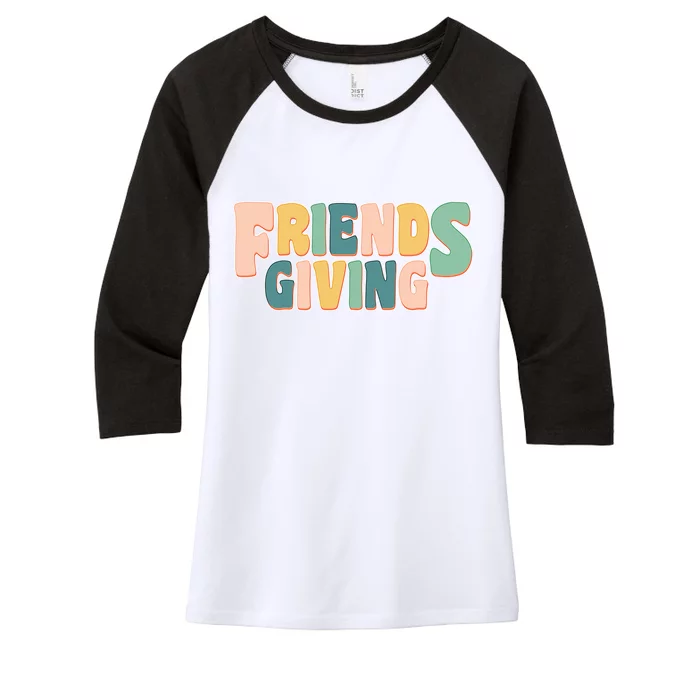 Retro Thanksgiving Friendsgiving Women's Tri-Blend 3/4-Sleeve Raglan Shirt