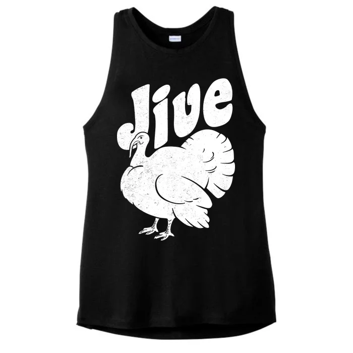 Retro Thanksgiving Jive Turkey Ladies Tri-Blend Wicking Tank