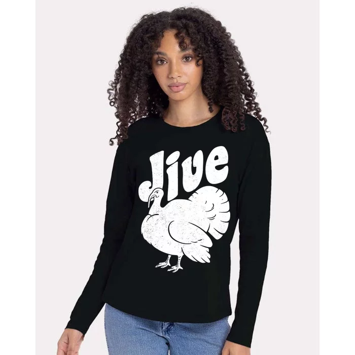 Retro Thanksgiving Jive Turkey Womens Cotton Relaxed Long Sleeve T-Shirt