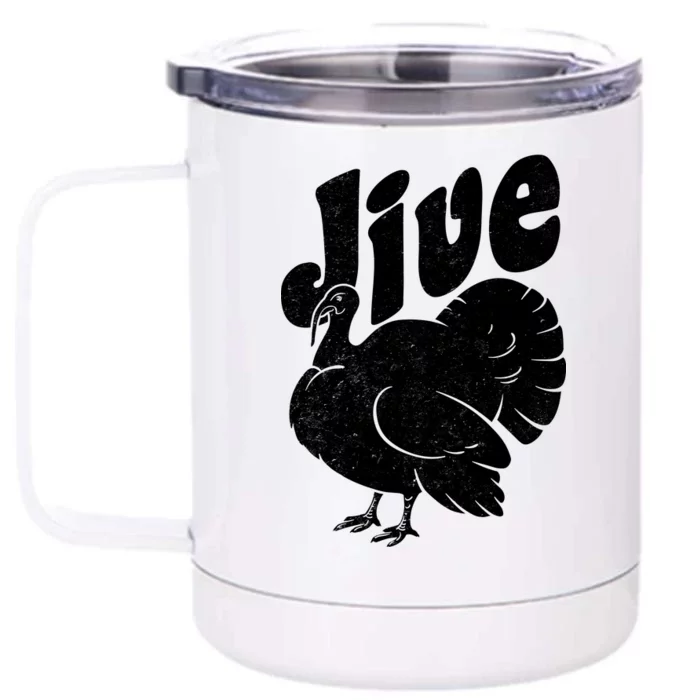 Retro Thanksgiving Jive Turkey Front & Back 12oz Stainless Steel Tumbler Cup