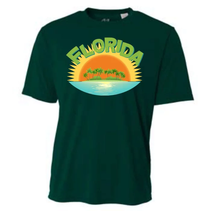 Retro Tropical Florida Coastline Cooling Performance Crew T-Shirt