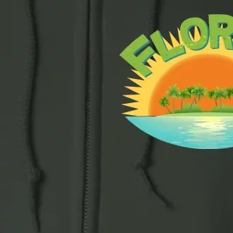 Retro Tropical Florida Coastline Full Zip Hoodie