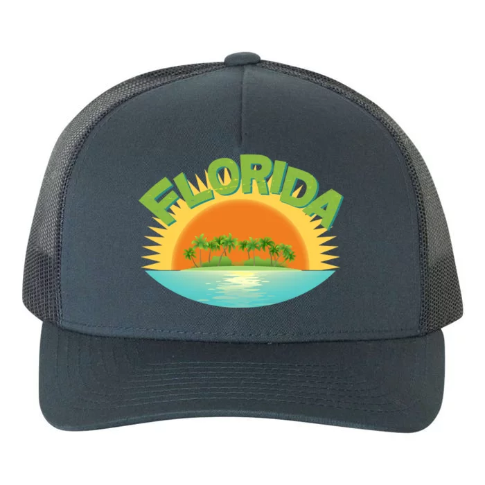 Retro Tropical Florida Coastline Yupoong Adult 5-Panel Trucker Hat