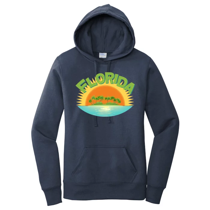 Retro Tropical Florida Coastline Women's Pullover Hoodie