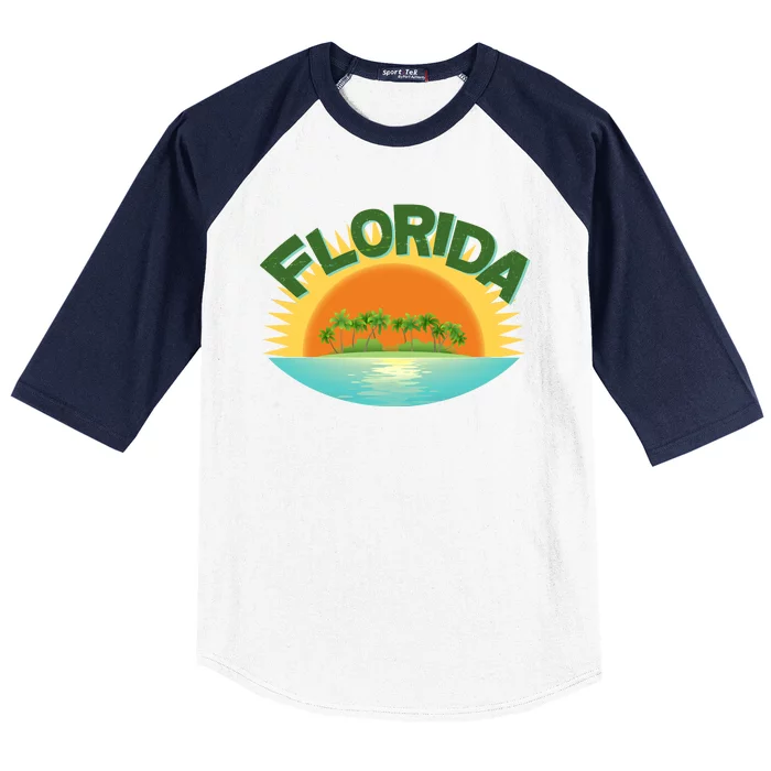 Retro Tropical Florida Coastline Baseball Sleeve Shirt