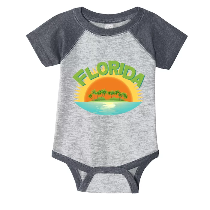 Retro Tropical Florida Coastline Infant Baby Jersey Bodysuit