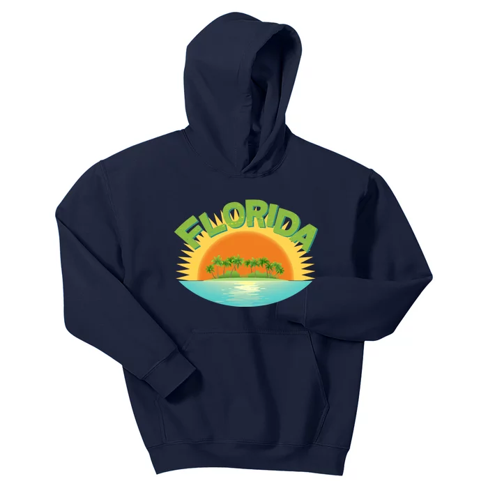 Retro Tropical Florida Coastline Kids Hoodie